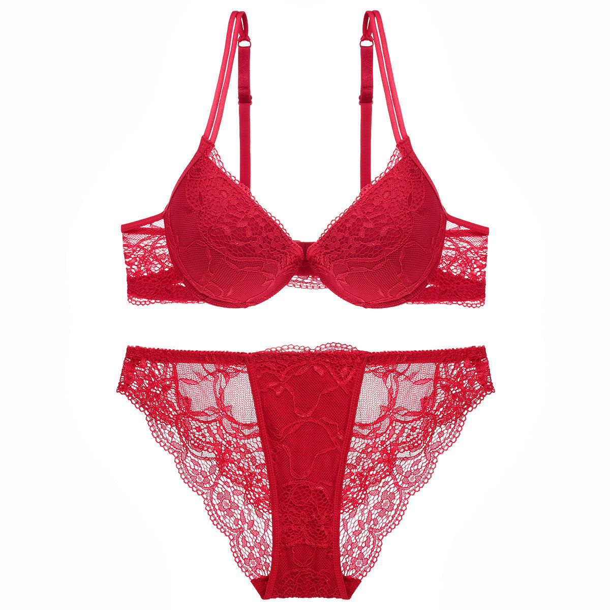 Young Women's Lace Push Up Bra Set - Mubimart -  