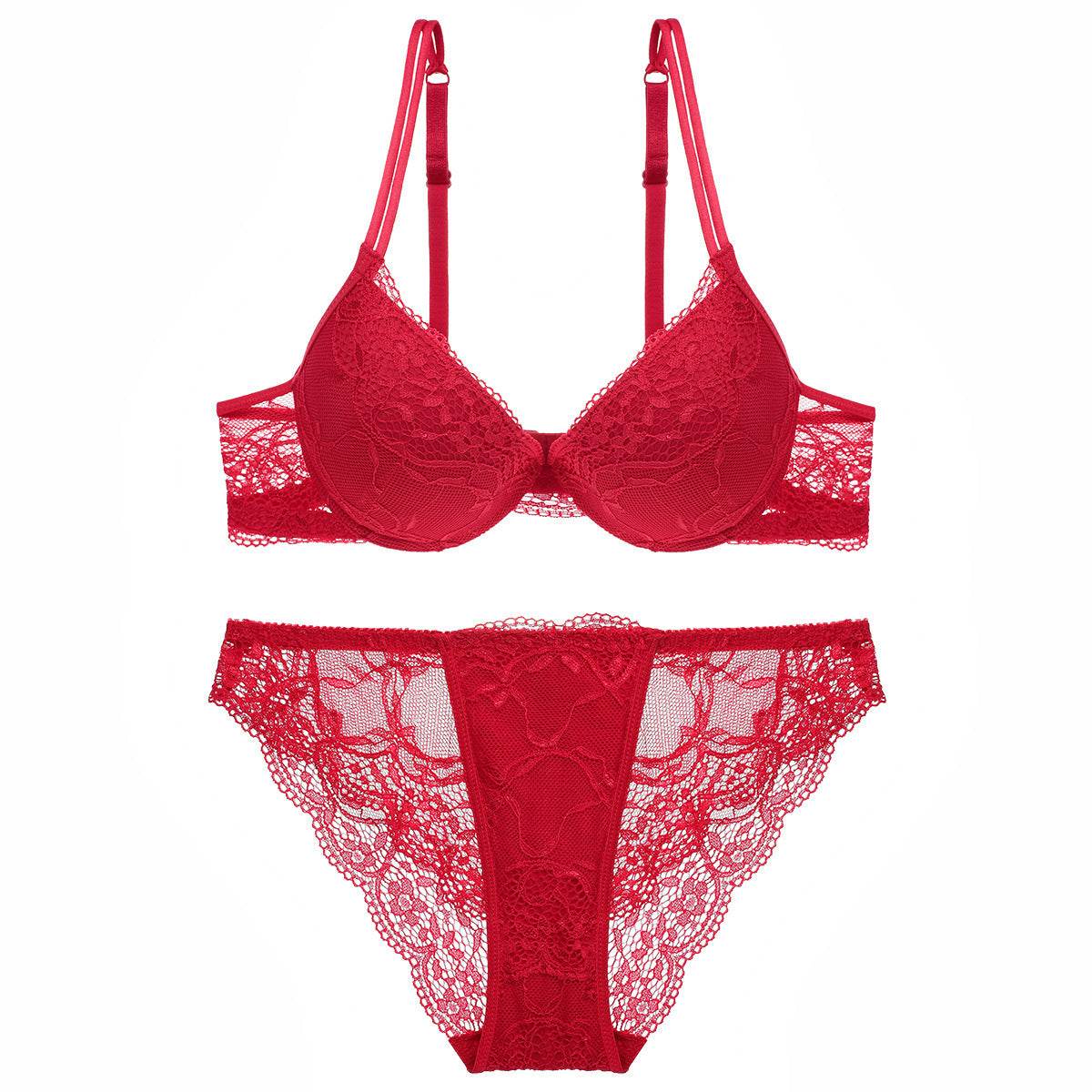 Young Women's Lace Push Up Bra Set - Mubimart