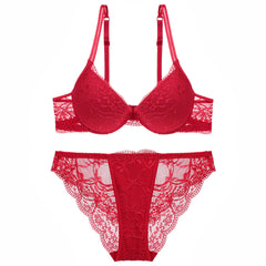 Young Women's Lace Push Up Bra Set - Mubimart -  