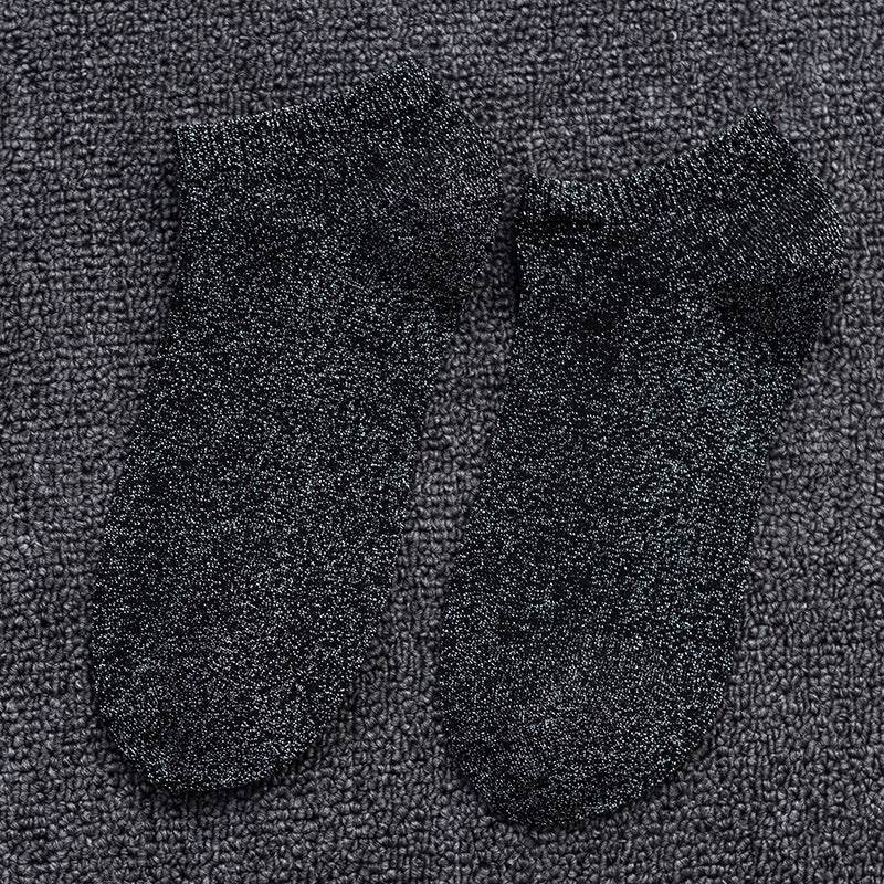 Spring And Summer New Japanese Socks Women's Low-cut Liners Socks Gold And Silver Silk Women's Thin Socks - Mubimart