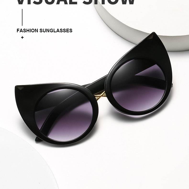 Women's Retro Cat Eye Sunglasses Large Rim Sunglasses - Mubimart