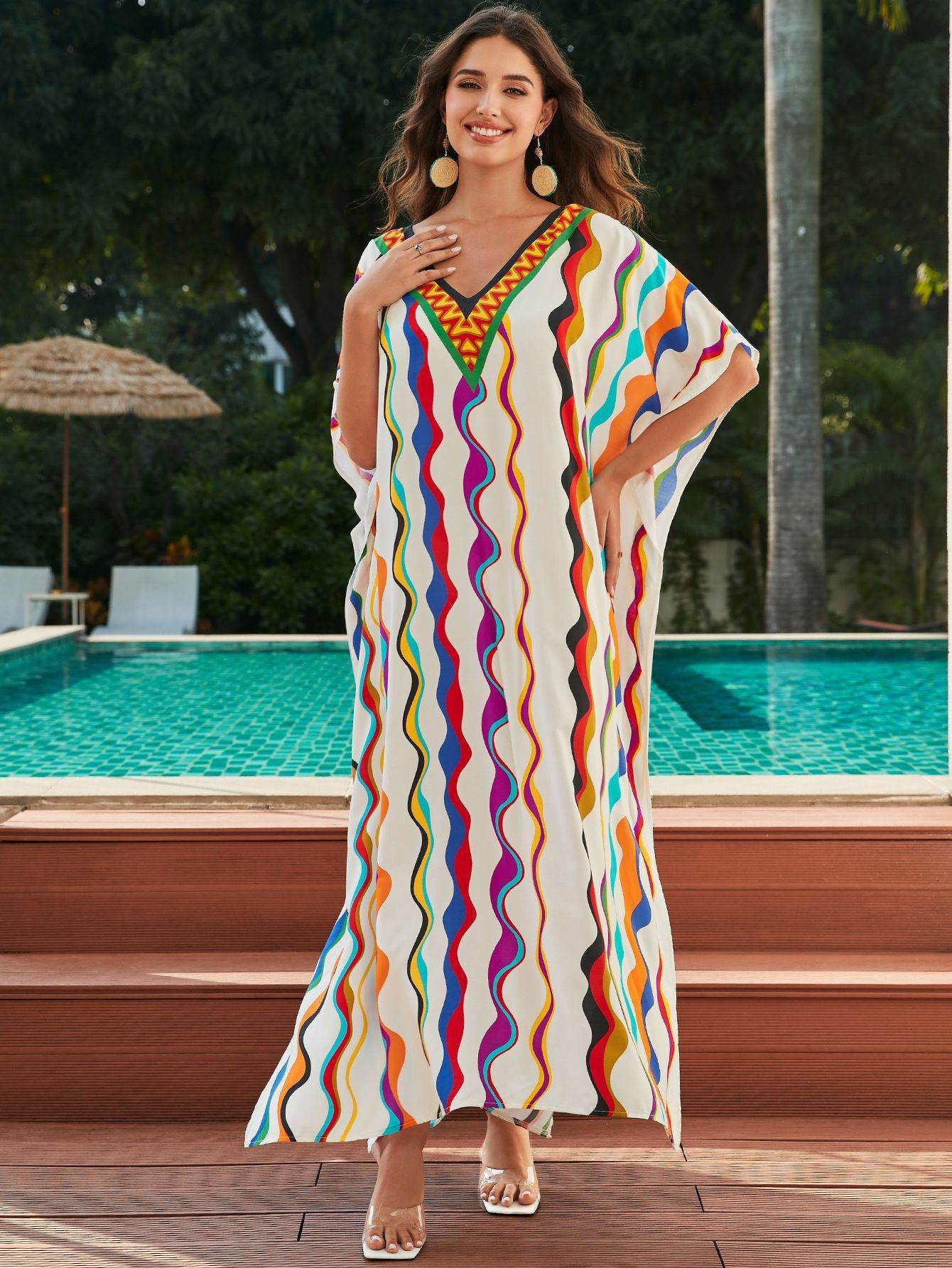 Plus Size Robe Blouse Beach Bikini Vacation Coat Dress Women - Mubimart