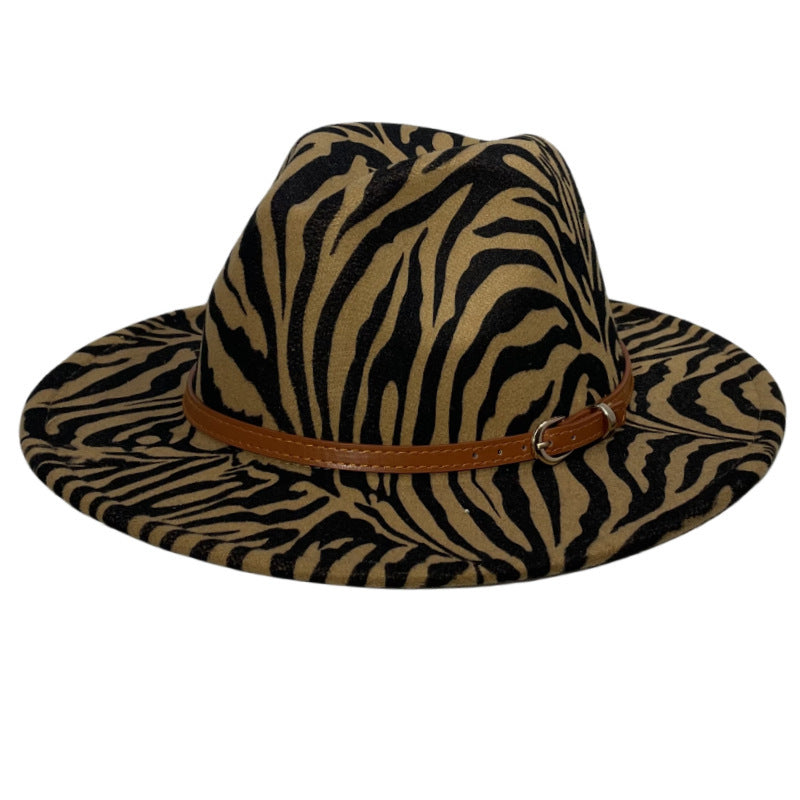 Meisjes Zebra Prints Zonbescherming Fedora Bontvilten Hoed