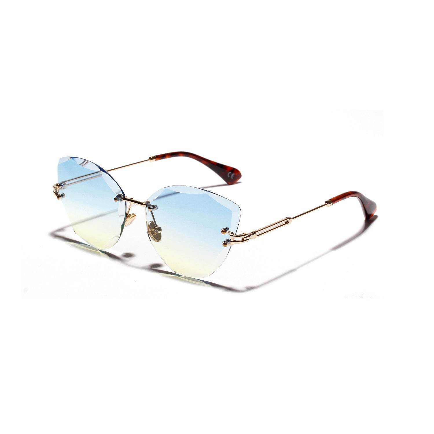 Cat Eye Retro Sunglasses Women Diamond Cut Glasses - Mubimart