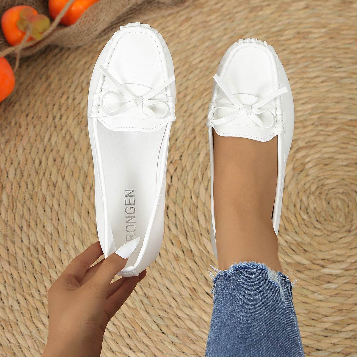 Casual Bowknot Flat Shoes Fashion Comfortable Soft-soled Loafers Slip-on Cozy Shoes Women - Mubimart