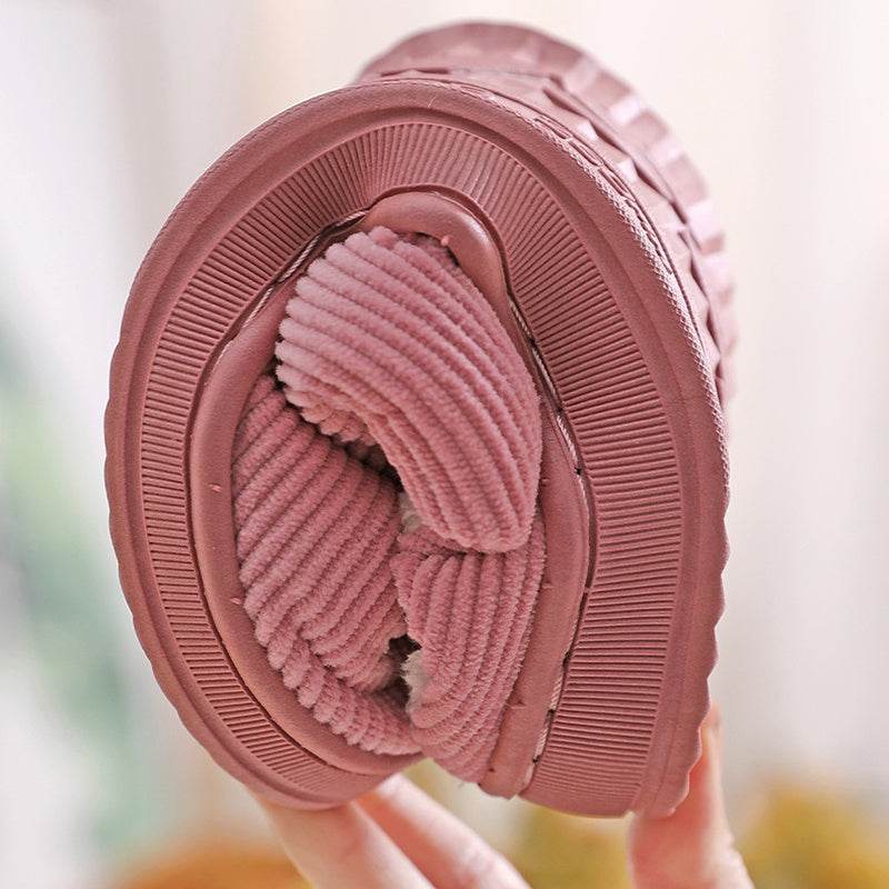 Indoor Corduroy Shoes Warm Plush Home Slipper Anti Slip Floor Bedroom Shoes Autumn Winter - Mubimart