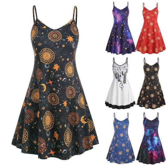 Fashion Galaxy Print Ladies Slip Dress - Mubimart