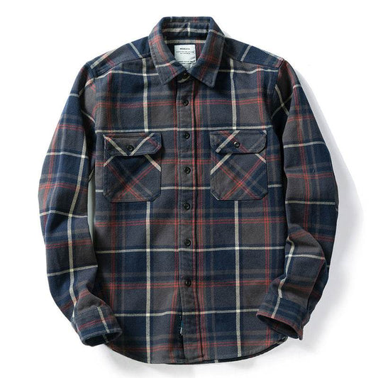 Men's Thickened Flannel American Shirt - Mubimart
