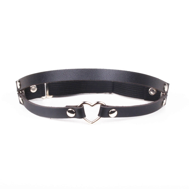 Leather Hand-studded Leg Loop Garter Belt - Mubimart -  