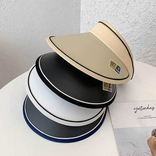 Women Summer Anti-Uv Sun Hat Wide Brim Beach Empty Top Visor Hats Adjustable Plastic Pvc Sunscreen Cap Female Outdoor Spor Cap - Mubimart