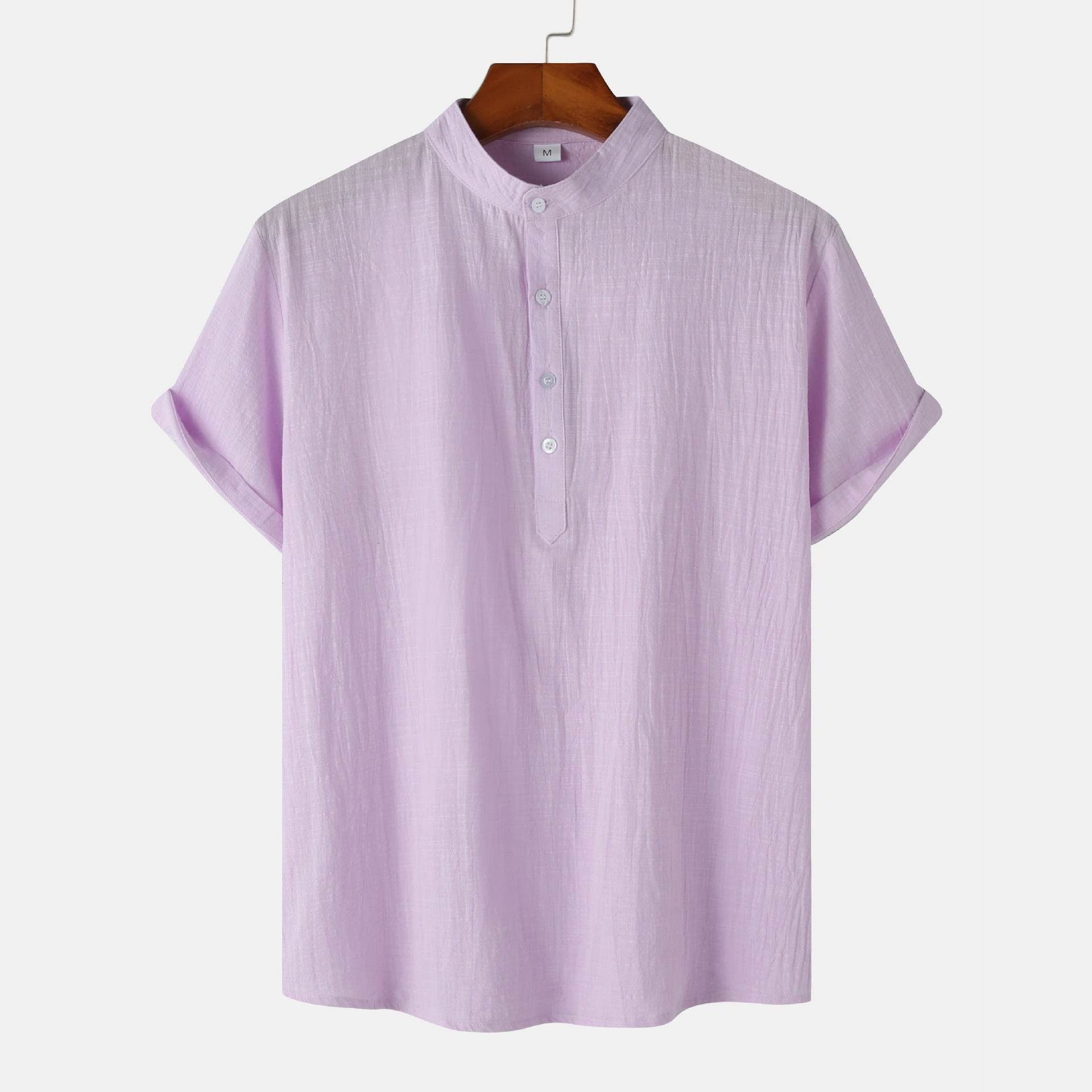 Casual Solid Color Shirt Short Sleeve Shirt Beach T-Shirt Tops Summer Mens Clothing - Mubimart