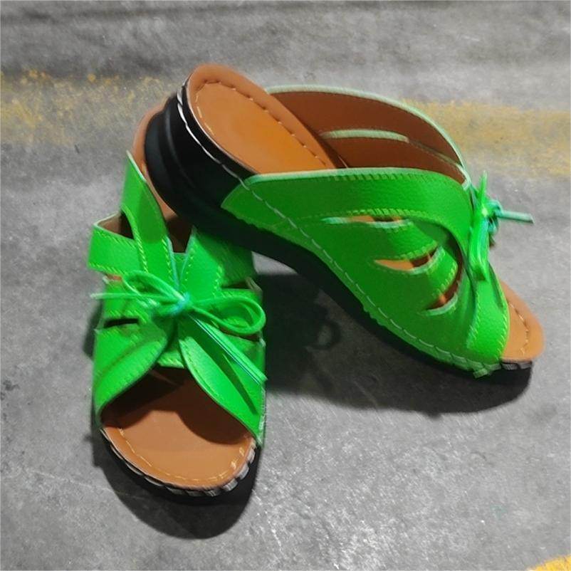 New Roman Shoes For Women Lace-up Platform Wedges Sandals Summer Fashion Slides Casual Vacation Beach Slippers - Mubimart
