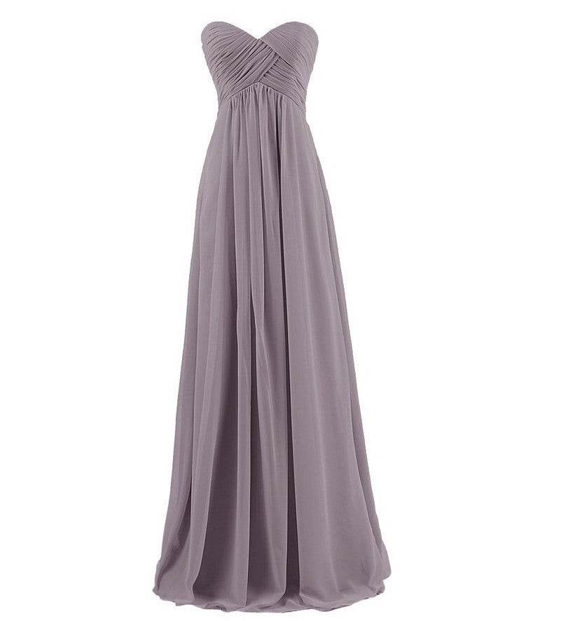 Tube Top Chiffon Long Prom Dinner Dress - Mubimart