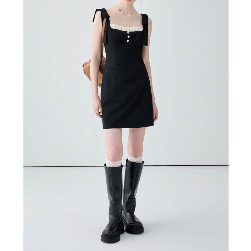 Black Camisole Dress Slimming Temperament - Mubimart
