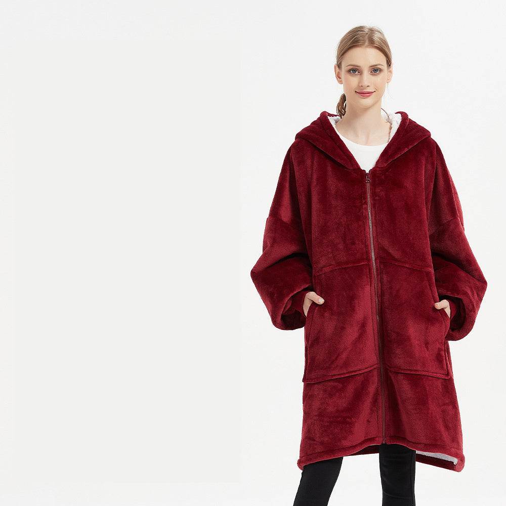 Plus Size Robe Winter Wearable Blanket Sweatshirt Women Men Warm And Cozy Giant Blanket Hoodie Home Clothes - Mubimart