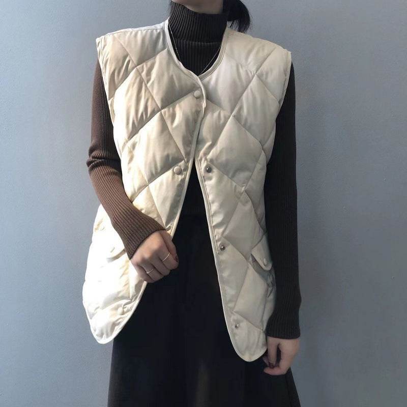 Short Cotton Jacket Vest Women's Loose Puffer Jacket - Mubimart