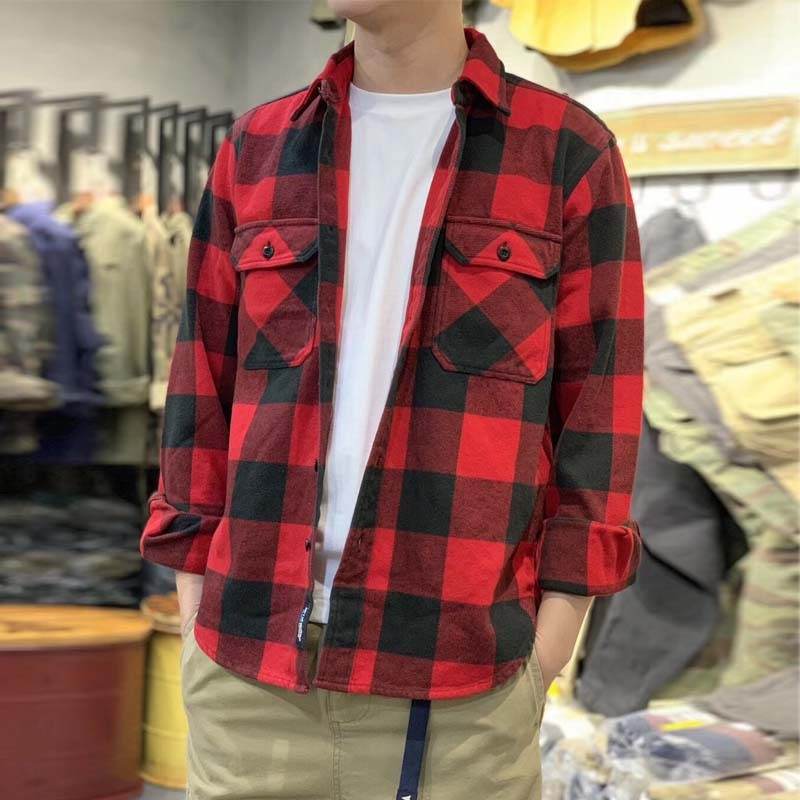 Men's Thickened Flannel American Shirt - Mubimart