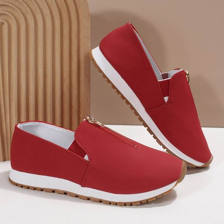 Zip Flats Shoes Comfortable Non Slip Loafers Women - Mubimart