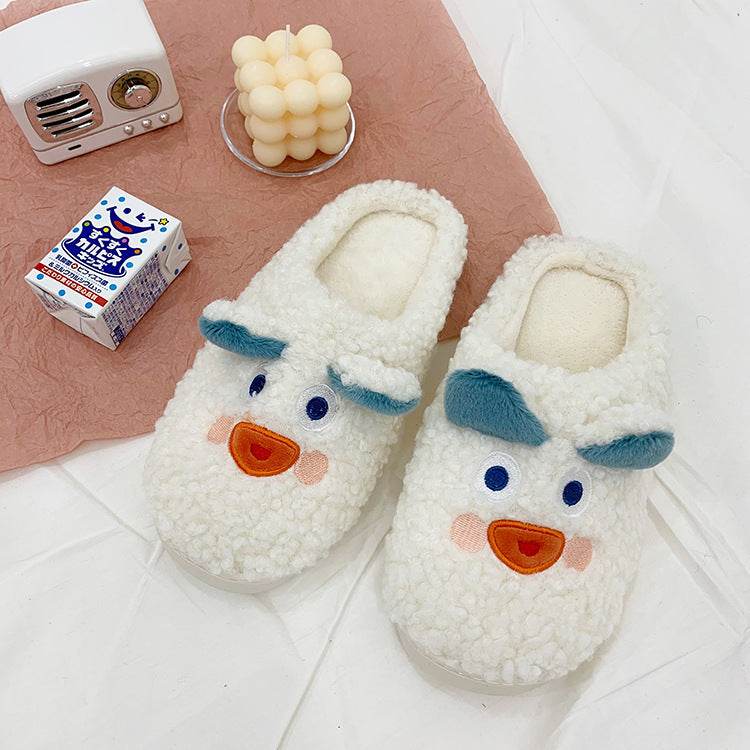 Cartoon Puppy Plush Cotton Slippers Women - Mubimart
