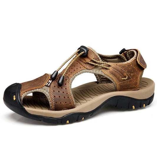 Men's Baotou Breathable Beach Leather Sandals - Mubimart