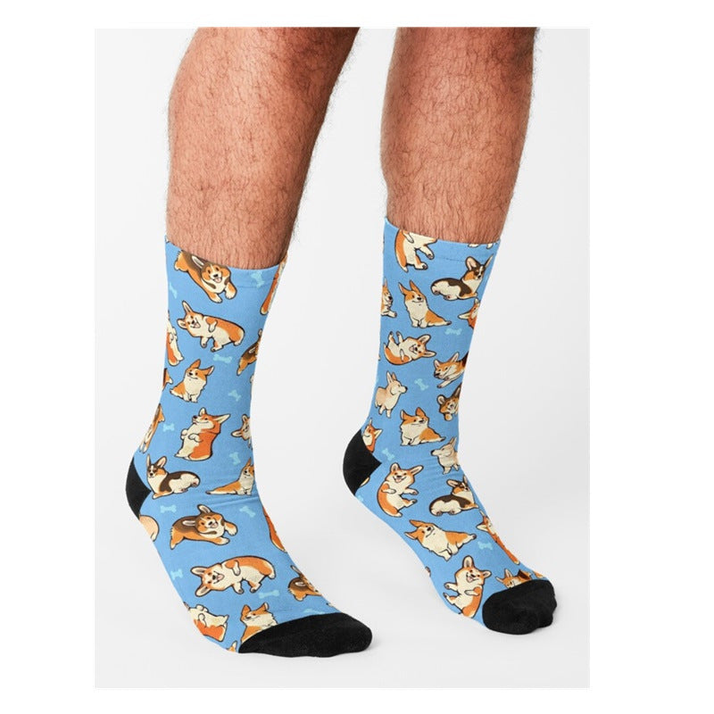 Men's Cartoon Unique Europe And America Cross Border Athletic Socks Digital Printing Lovers' Socks - Mubimart -  