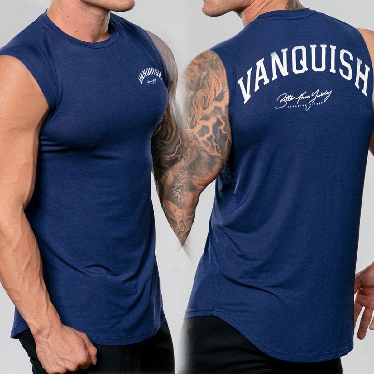 Summer New Muscle Fitness Brother Sports Undershirt Men Running Training Tops - Mubimart