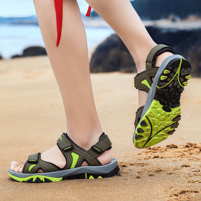 Leather Sandals, Men's Beach Shoes, Extra-large Sandals, Versatile Men's Shoes - Mubimart