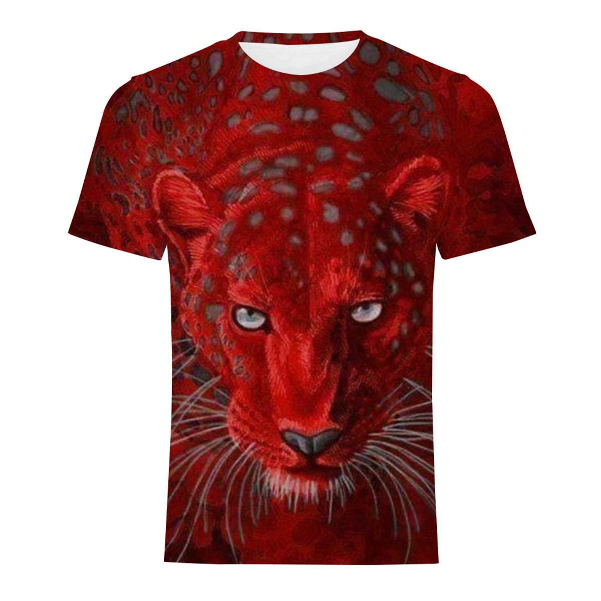 Mens Fashion Casual Digital Print Crew Neck T-shirt - Mubimart