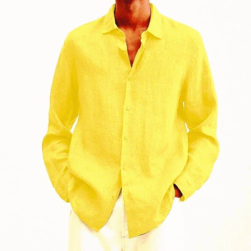 Long Sleeve Lapel Shirt Men's Loose Button Cardigan Sshirt Top Mens Clothing - Mubimart