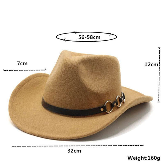 60cm Woolen Hat Gentleman Fedora Hat Flat Brim Big Brim Hat - Mubimart