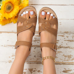 Wedge Heels Sandals Summer Shoes With Velcro Roman Shoes