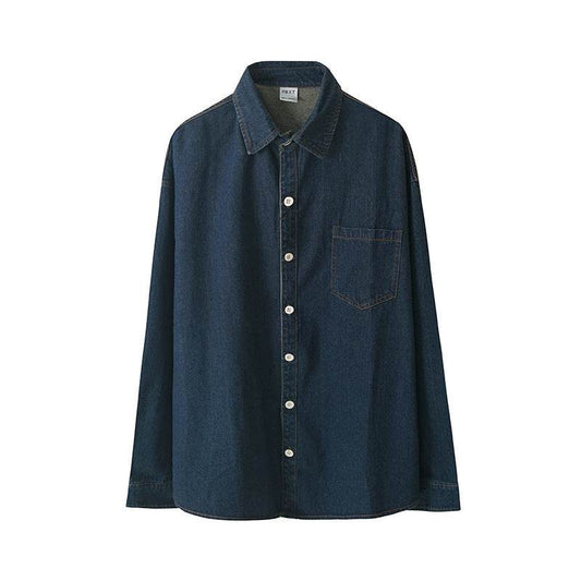 Mens Fashion Loose Denim Shirt Jacket - Mubimart