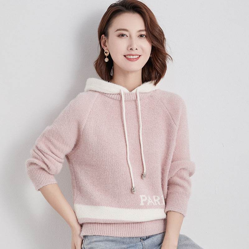Loose Pullover Plus Size Hooded Sweater - Mubimart