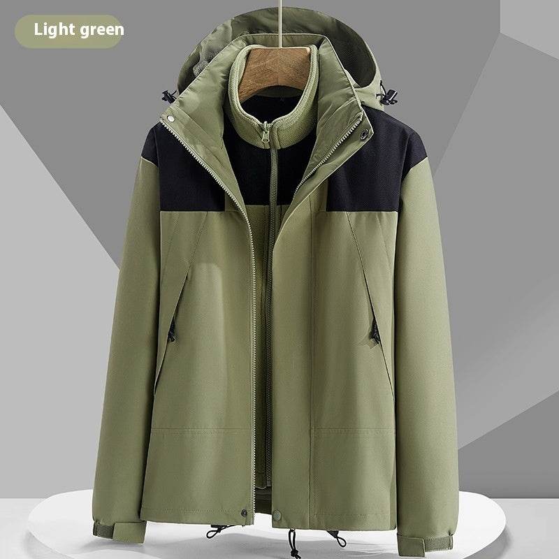 Hooded Windbreaker Unisex Fashion Colorblock Zip-up Jacket With Pockets Waterproof Outwear For Women Men Clothing - Mubimart