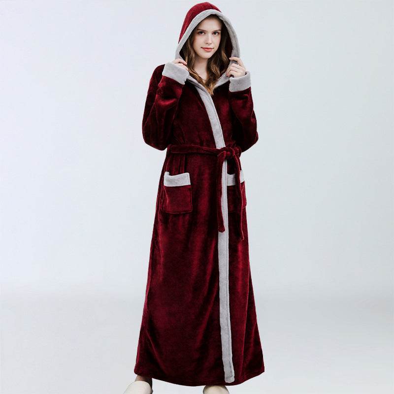 Autumn And Winter Coral Fleece Nightgown Thickened Plus Size - Mubimart