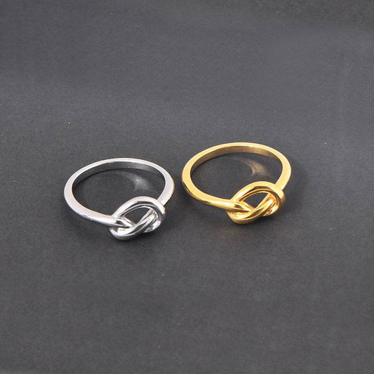 Knotted Heart Knot Titanium Steel Hipster Men And Women Neutral Tail Ring - Mubimart