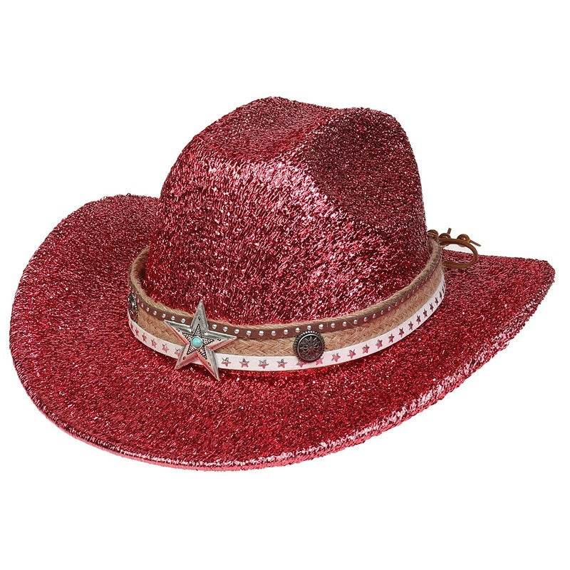 Festival Party Gathering Silver Western Denim Fedora Hat Felt - Mubimart