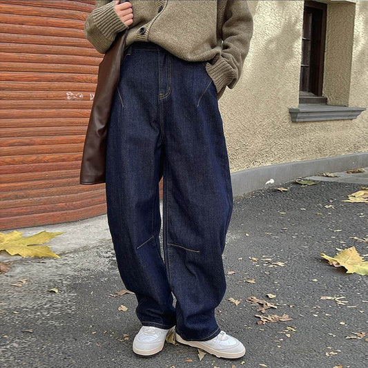 Casual Curved High Waist Wide Leg Jeans For Women - Mubimart