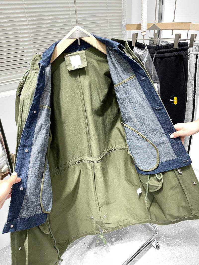 Mens Fake Two-piece Mid-length Trench Coat - Mubimart