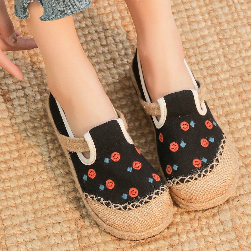 New Comfort Round Head Cotton And Linen Shoes Breathable Embroidered - Mubimart