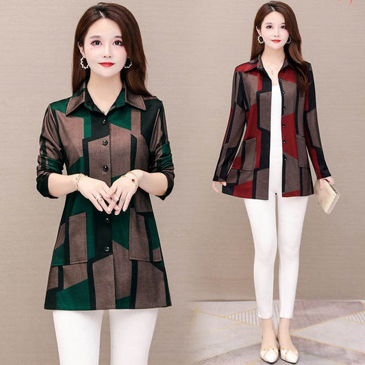 Women's Long-Sleeved Shirt Slim Slimming Blouse Women - Mubimart