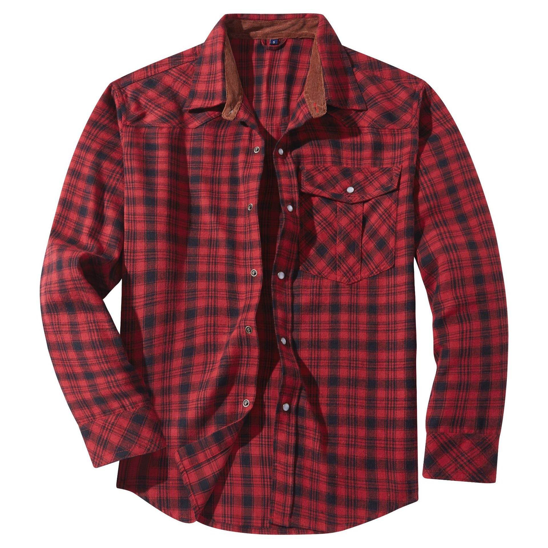 Flannel European And American Retro Pearl Buckle Western Style Long Sleeve Shirt - Mubimart