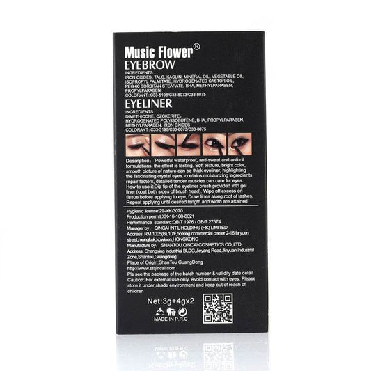 Music Flower Brown Black Gel Eyeliner Eyebrow Powder - Mubimart