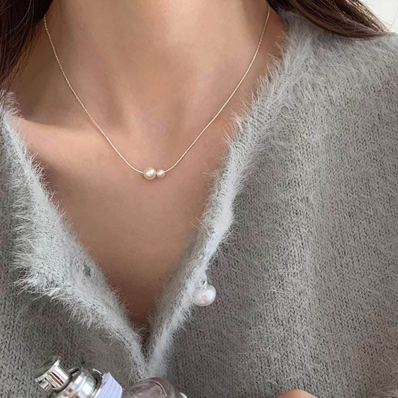 Love Pearl Clavicle Chain Necklace For Women - Mubimart