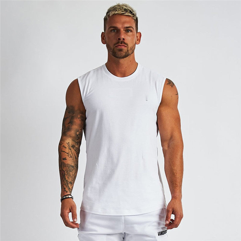 Solid Color Cotton Men's Undershirt Casual Sleeveless Men's Tops