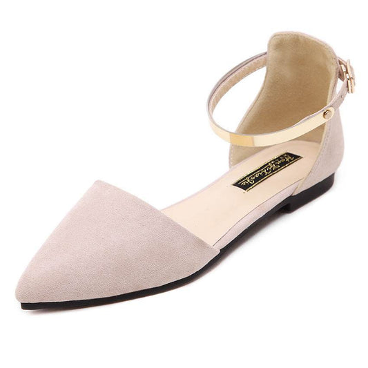 Women's Plus Size Flat Pointed Toe Hollow Shoes - Mubimart