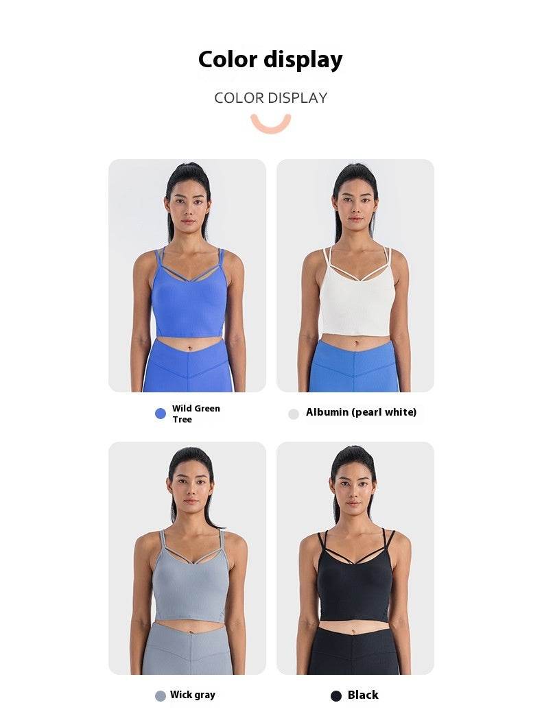 Sexy V-neck Sports Vest Women's Workout Yoga Vest Top - Mubimart