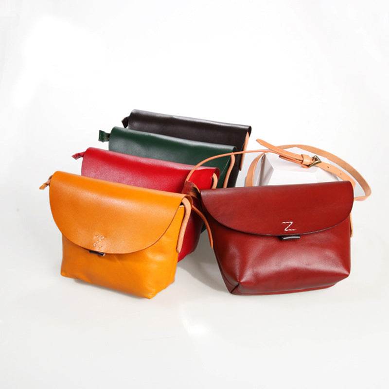 Handmade Retro Leather Messenger Bag For Women - Mubimart