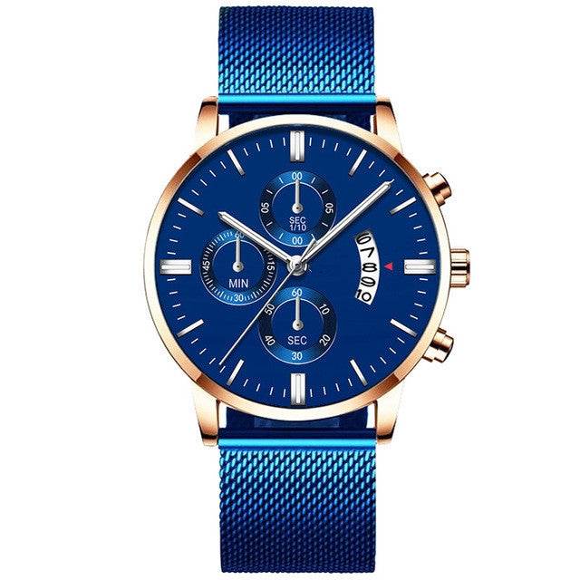 Mens Business Luxury Watches For Men Mesh Band Quartz Watch - Mubimart