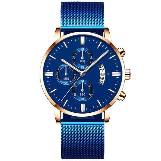 Mens Business Luxury Watches For Men Mesh Band Quartz Watch - Mubimart